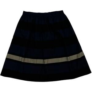 Zara Striped Blue Black Color Block Midi Skirt Women Large Classic Corporate